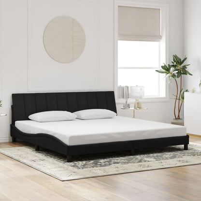 Rám Postele S Led Osvětlením Bez Matrace Hanko Černý 200 X 200 Cm Samet