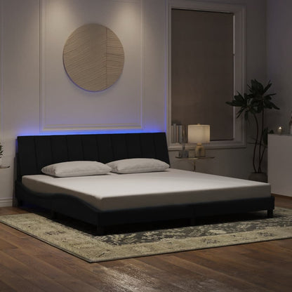 Rám Postele S Led Osvětlením Bez Matrace Hanko Černý 200 X 200 Cm Samet