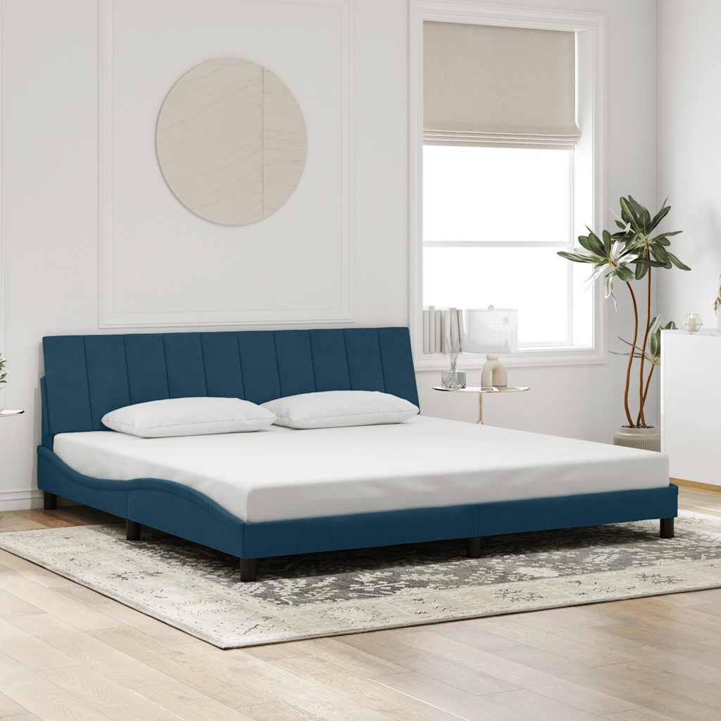 Rám Postele S Led Osvětlením Bez Matrace Hanko Modrý 200 X 200 Cm Samet