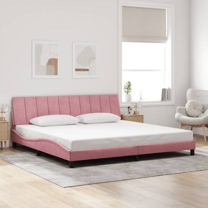 Rám Postele S Led Osvětlením Bez Matrace Hanko Růžový 200 X 200 Cm Samet
