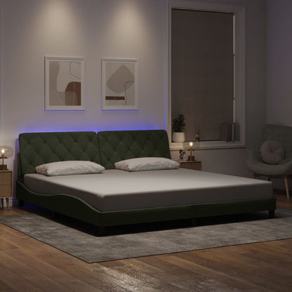 Rám Postele S Led Bez Matrace Světle Šedý 200 X 200 Cm Samet