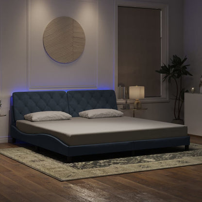 Rám Postele S Led Bez Matrace Tmavě Šedý 200 X 200 Cm Samet