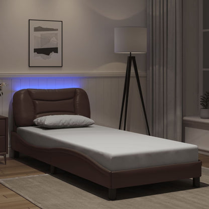 Rám Postele S Led Bez Matrace Hvar Hnědý 80 X 200 Cm