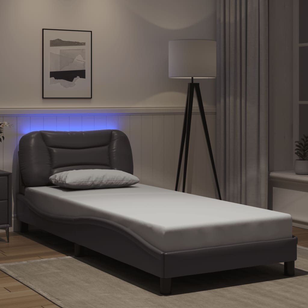 Rám Postele S Led Bez Matrace Hvar Šedý 90 X 190 Cm