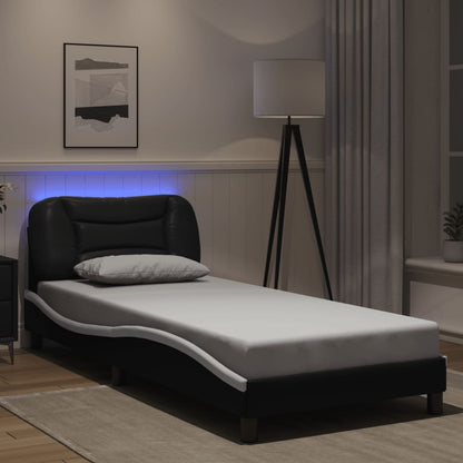 Rám Postele S Led Bez Matrace Hvar Černý A Bílý 90X190 Cm