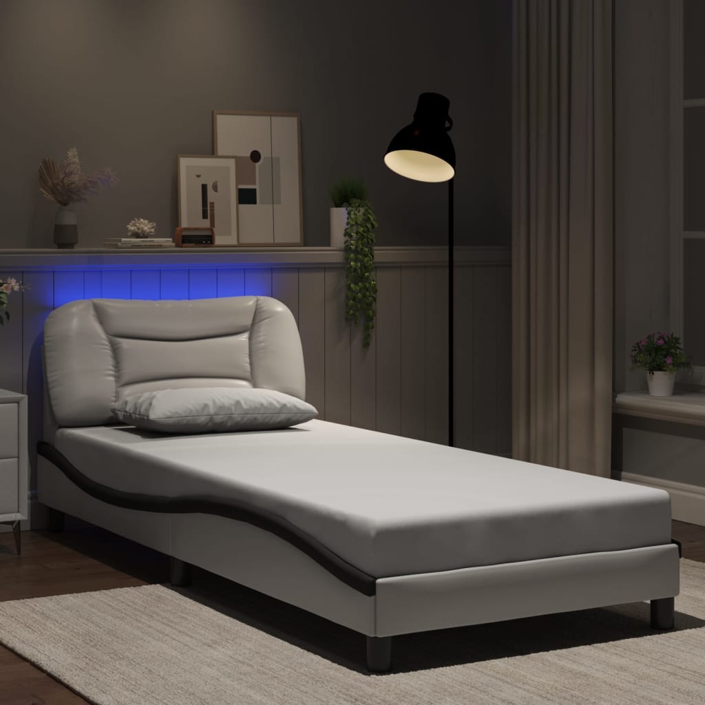 Rám Postele S Led Bez Matrace Hvar Bílý A Černý 90X190 Cm