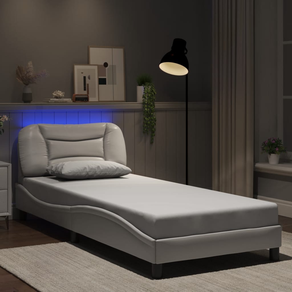 Rám Postele S Led Bez Matrace Hvar Bílý 90 X 200 Cm