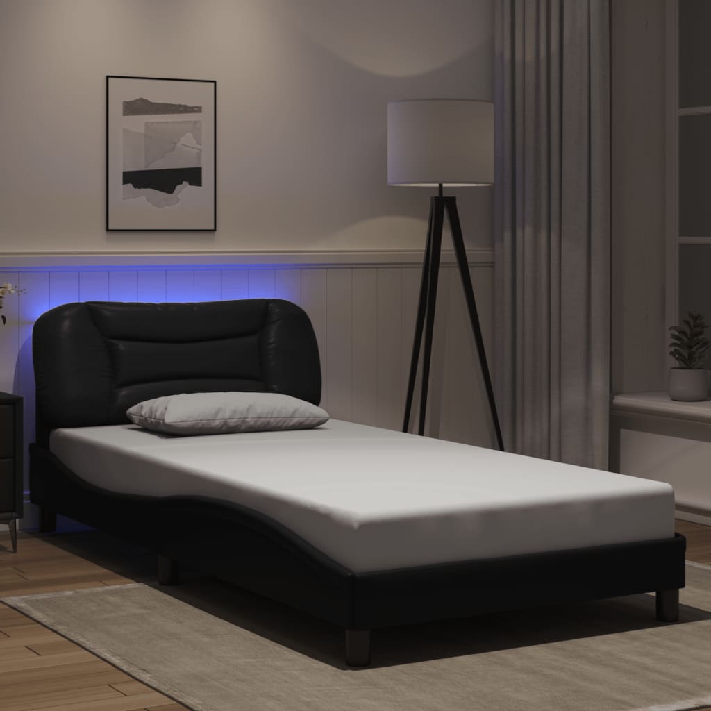 Rám Postele S Led Bez Matrace Hvar Černý 100 X 200 Cm