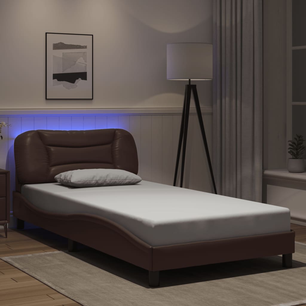 Rám Postele S Led Bez Matrace Hvar Hnědý 100 X 200 Cm