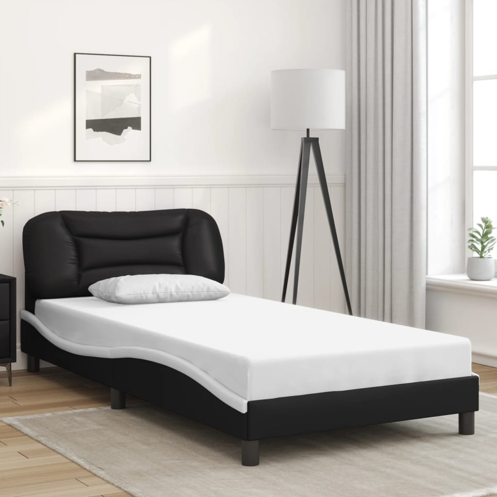Rám Postele S Led Bez Matrace Hvar Černý A Bílý 100X200 Cm