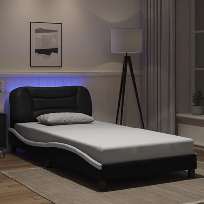 Rám Postele S Led Bez Matrace Hvar Černý A Bílý 100X200 Cm