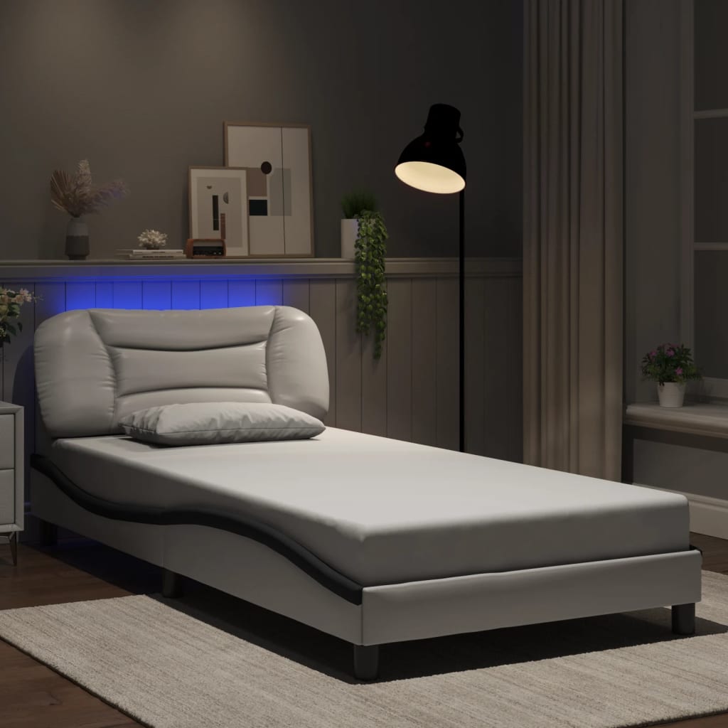 Rám Postele S Led Bez Matrace Hvar Bílý A Černý 100X200 Cm