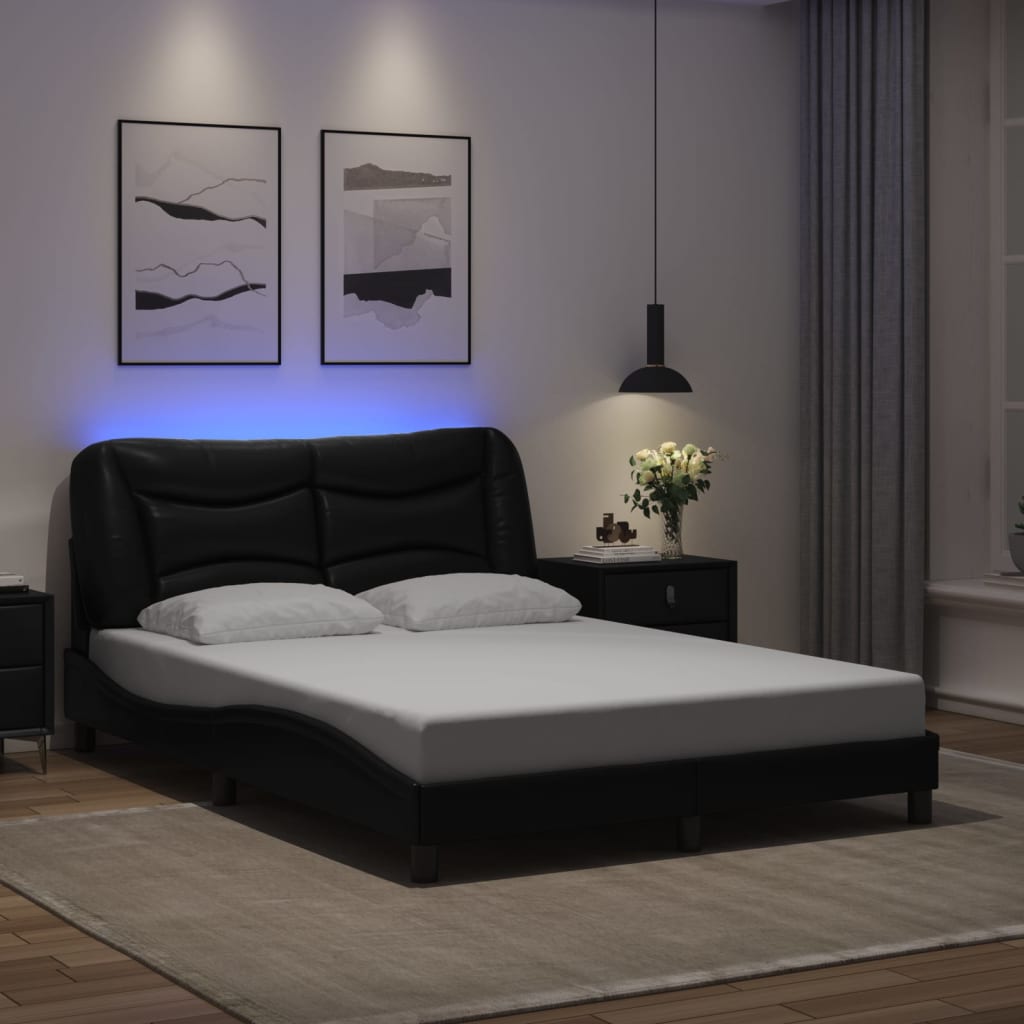 Rám Postele S Led Bez Matrace Hvar Černý 120 X 200 Cm