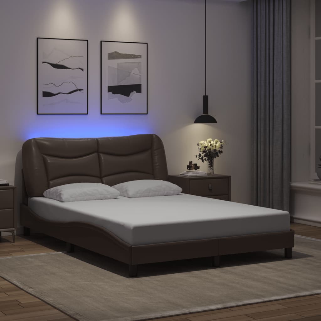 Rám Postele S Led Bez Matrace Hvar Hnědý 120 X 200 Cm