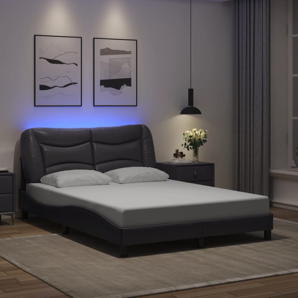 Rám Postele S Led Bez Matrace Hvar Šedý 140 X 190 Cm