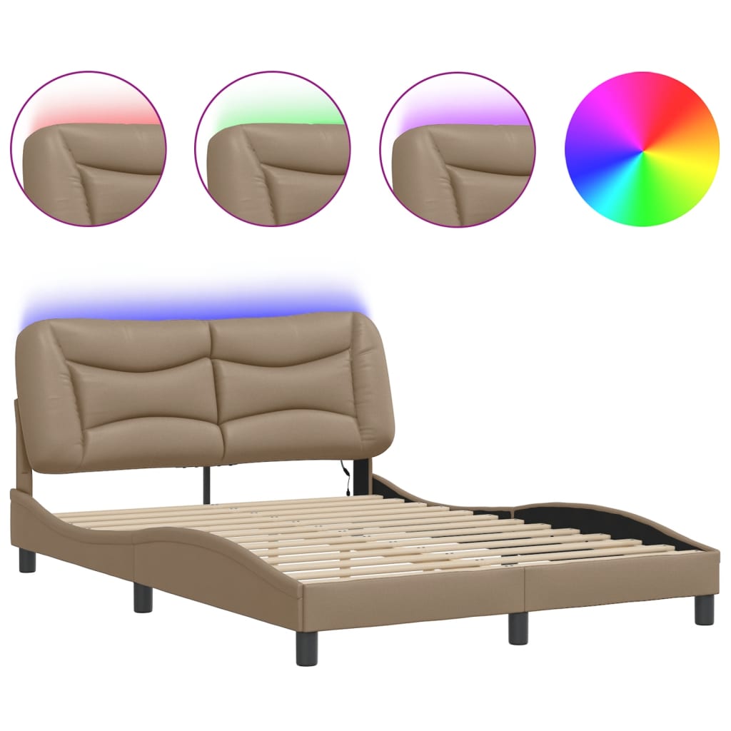 Rám Postele S Led Bez Matrace Hvar Cappuccino 140 X 190 Cm