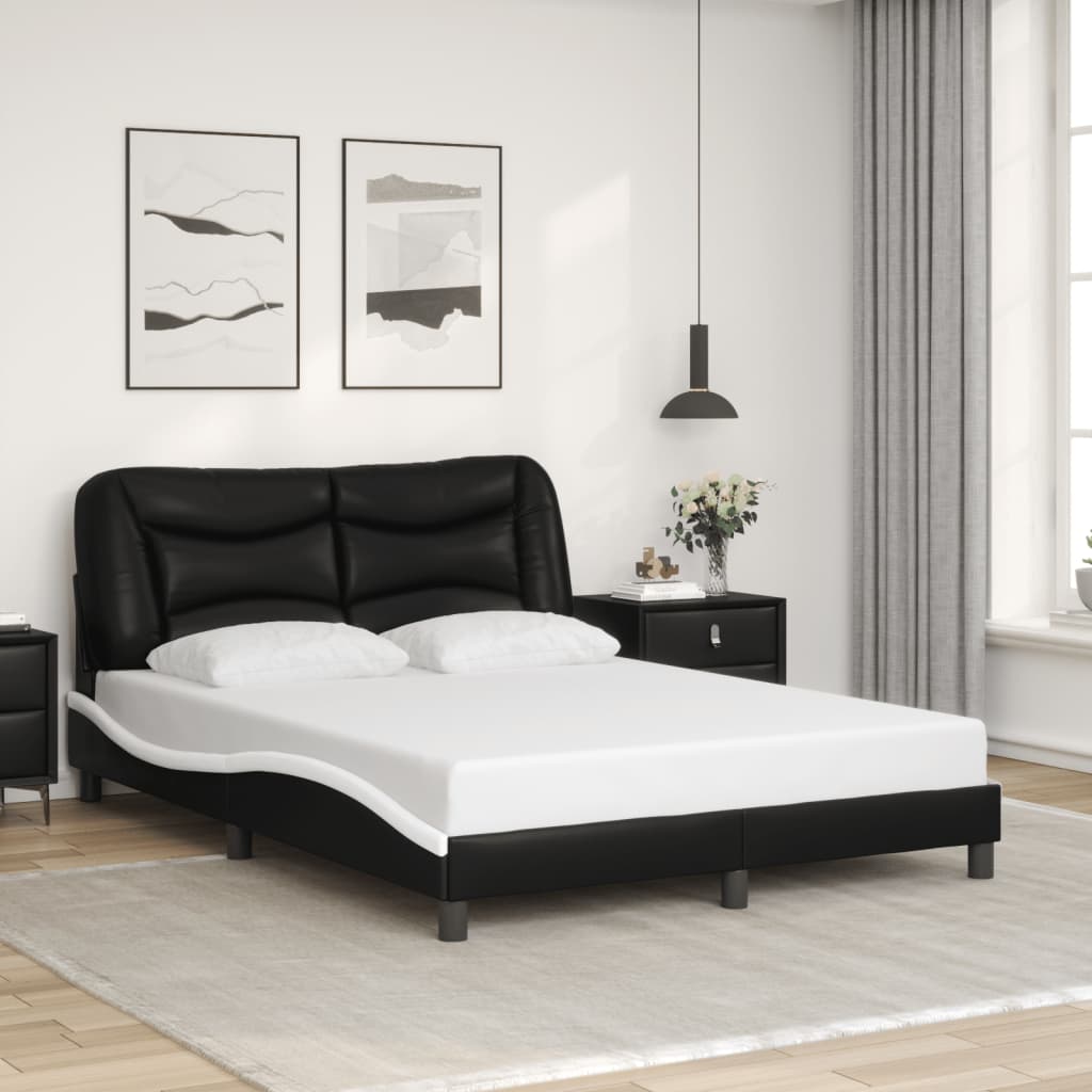 Rám Postele S Led Bez Matrace Hvar Černý A Bílý 140X190 Cm