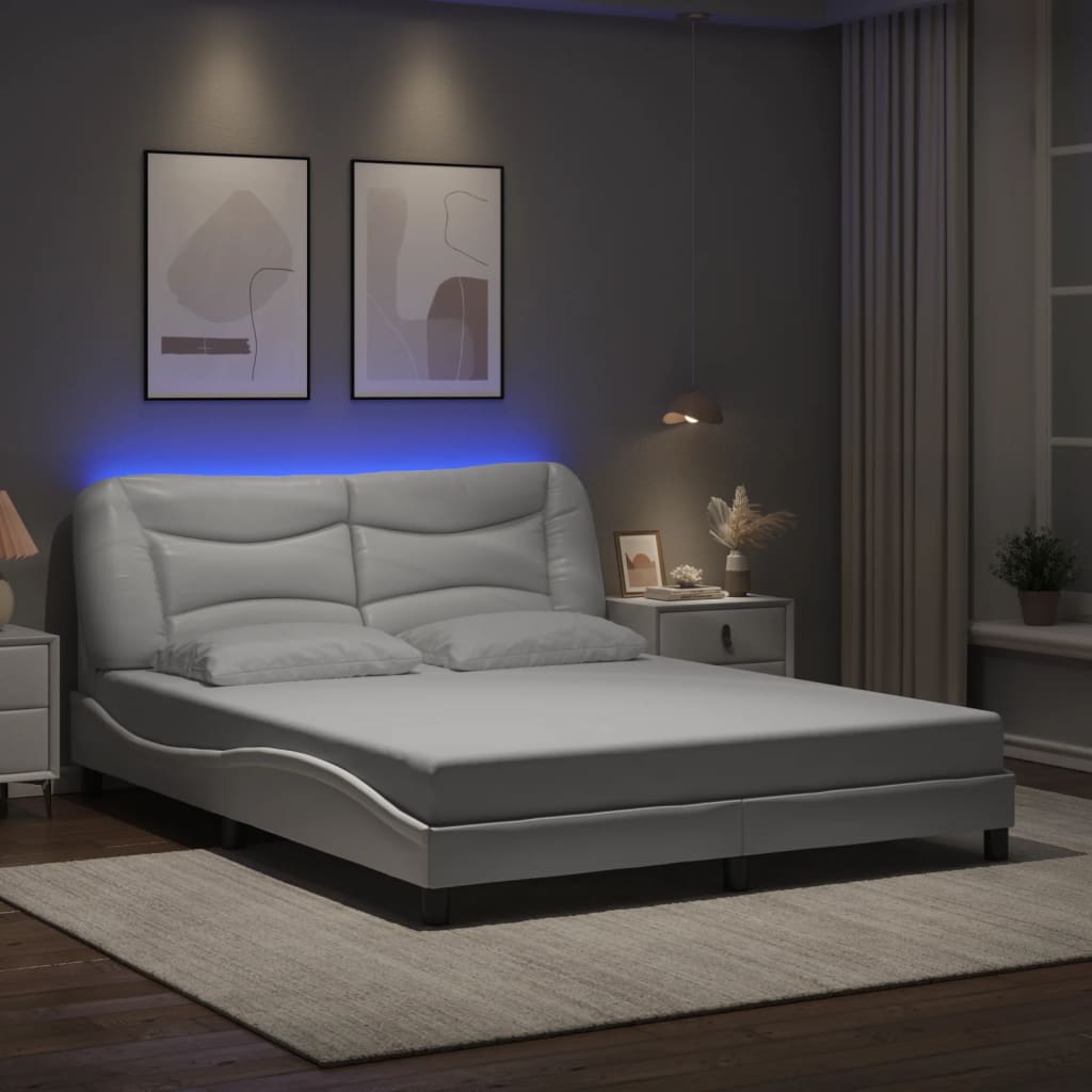 Rám Postele S Led Bez Matrace Hvar Bílý 160 X 200 Cm