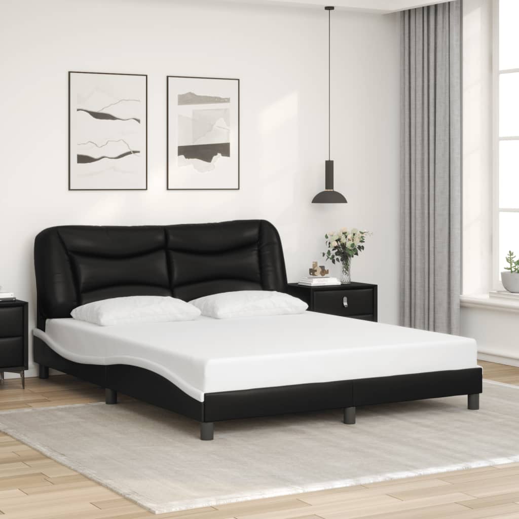 Rám Postele S Led Bez Matrace Hvar Černý A Bílý 160X200 Cm