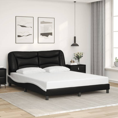 Rám Postele S Led Bez Matrace Hvar Černý A Bílý 160X200 Cm