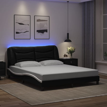 Rám Postele S Led Bez Matrace Hvar Černý A Bílý 160X200 Cm