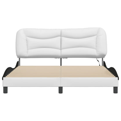 Rám Postele S Led Osvětlením Bílý A Černý 160X200 Cm Umělá Kůže