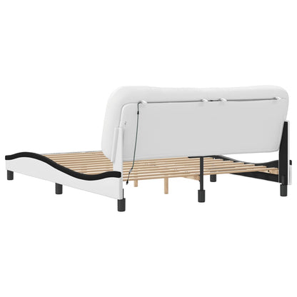 Rám Postele S Led Osvětlením Bílý A Černý 160X200 Cm Umělá Kůže