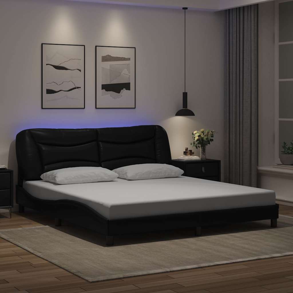 Rám Postele S Led Bez Matrace Hvar Černý 180 X 200 Cm