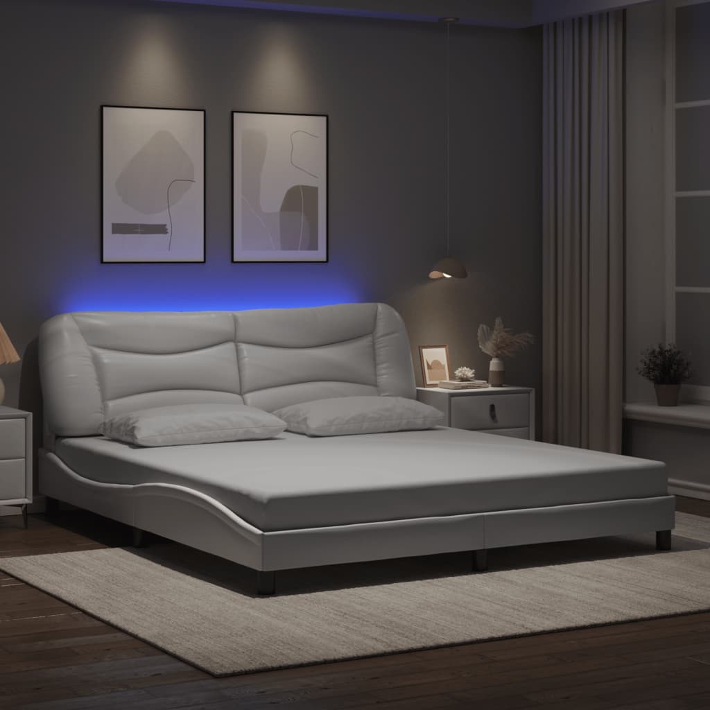 Rám Postele S Led Bez Matrace Hvar Bílý 180 X 200 Cm