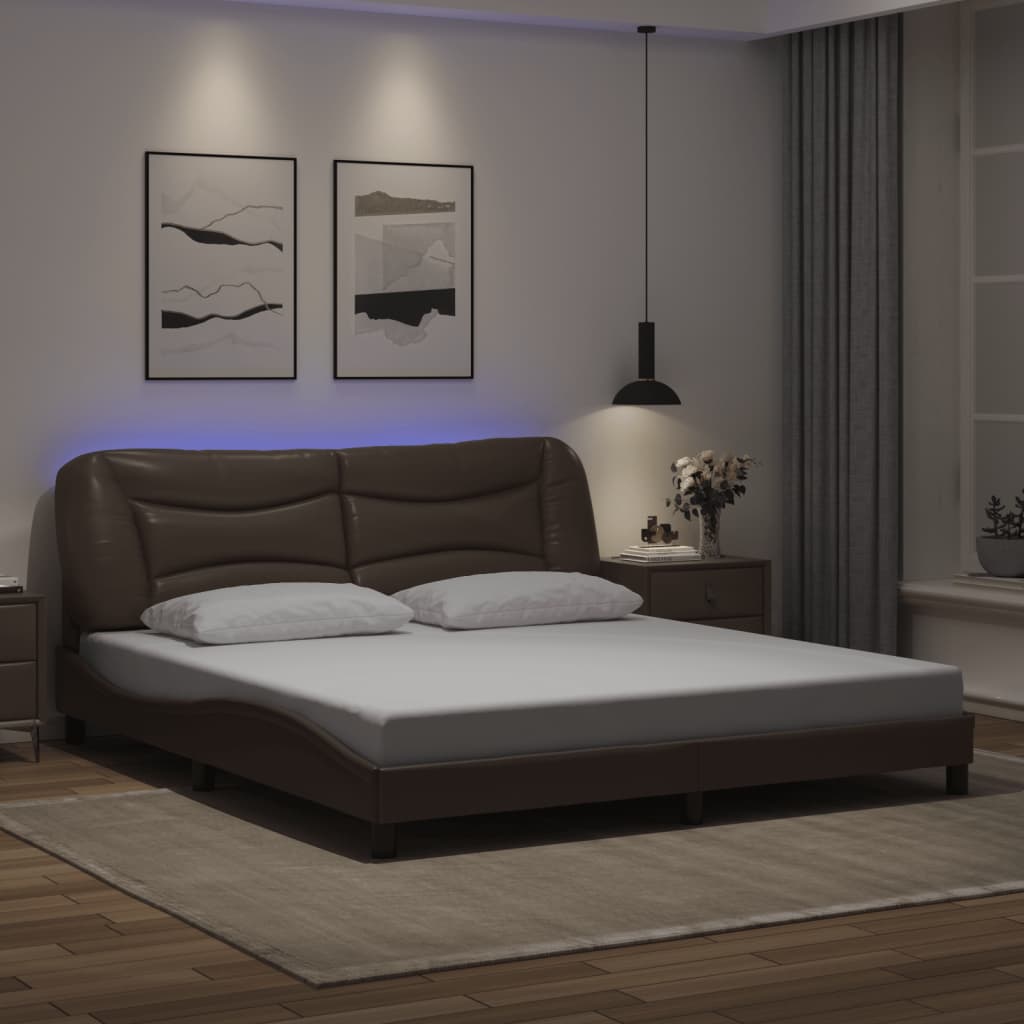 Rám Postele S Led Bez Matrace Hvar Hnědý 180 X 200 Cm