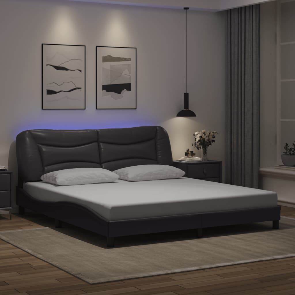 Rám Postele S Led Bez Matrace Hvar Šedý 180 X 200 Cm
