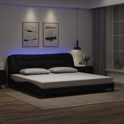Rám Postele S Led Bez Matrace Hvar Černý 200 X 200 Cm