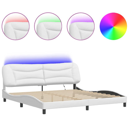 Rám Postele S Led Bez Matrace Hvar Bílý 200 X 200 Cm