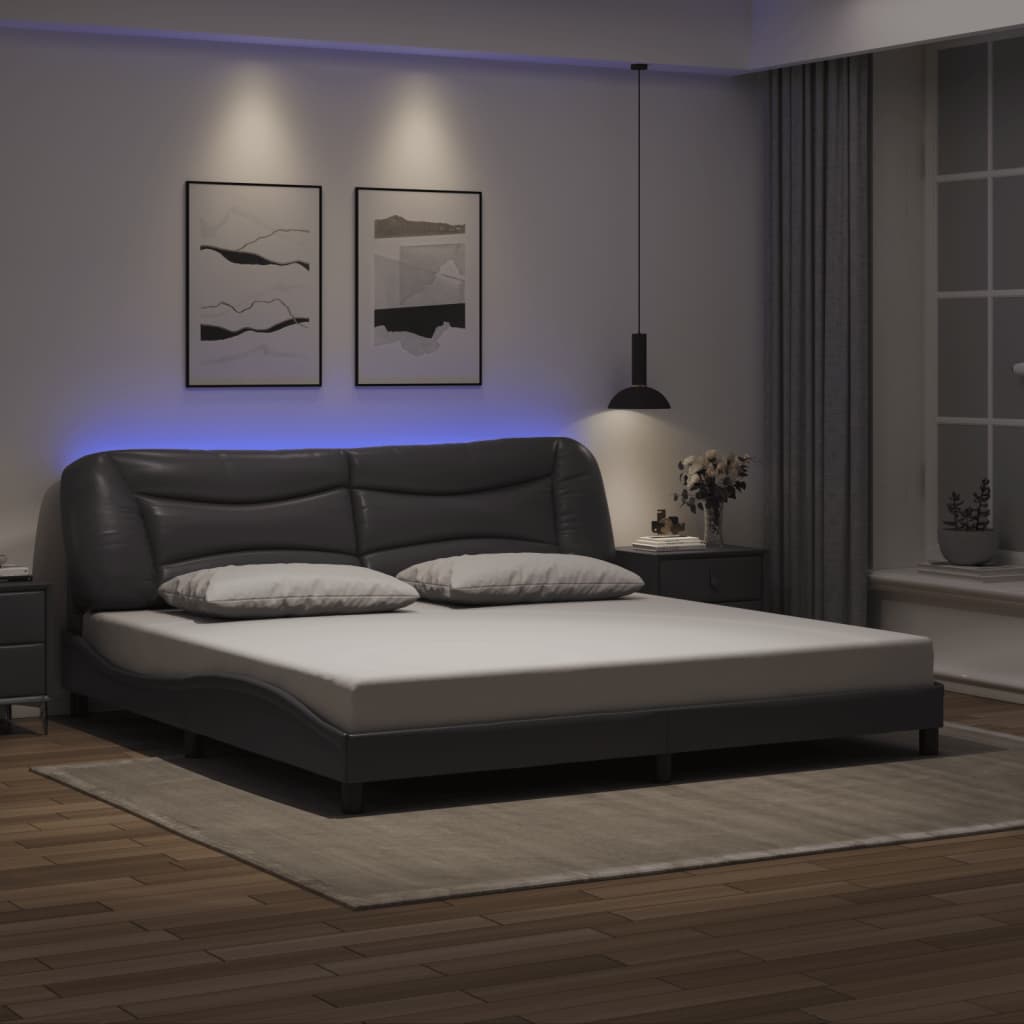Rám Postele S Led Bez Matrace Hvar Šedý 200 X 200 Cm