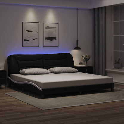 Rám Postele S Led Bez Matrace Hvar Černý A Bílý 200X200 Cm