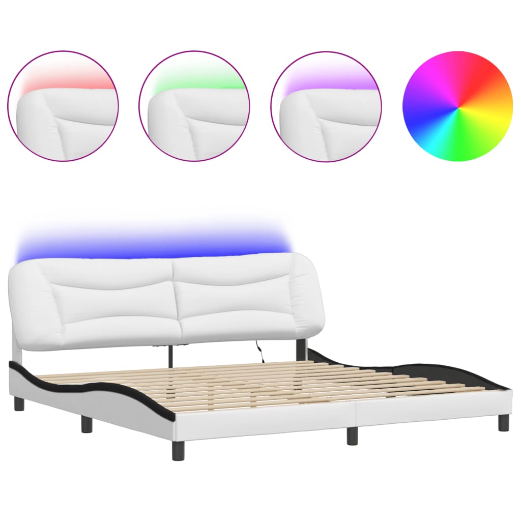 Rám Postele S Led Bez Matrace Hvar Bílý A Černý 200X200 Cm