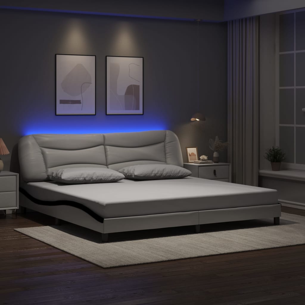 Rám Postele S Led Bez Matrace Hvar Bílý A Černý 200X200 Cm