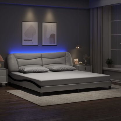 Rám Postele S Led Bez Matrace Hvar Bílý A Černý 200X200 Cm