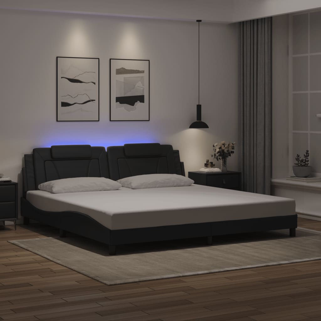 Rám Postele Viana S Led Bez Matrace Černý A Bílý