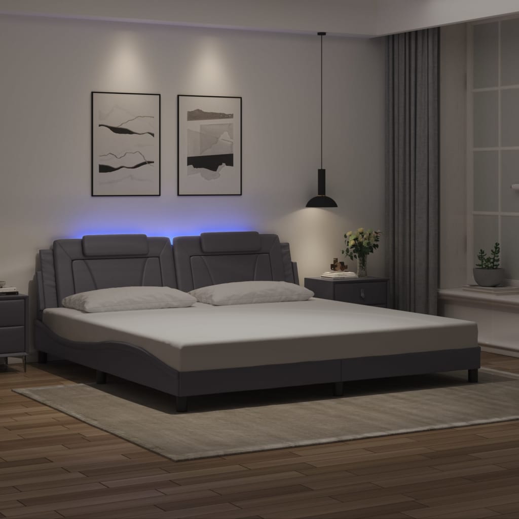 Rám Postele Viana S Led Bez Matrace Černý A Bílý