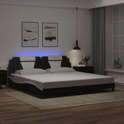 Rám Postele Viana S Led Bez Matrace Černý A Bílý