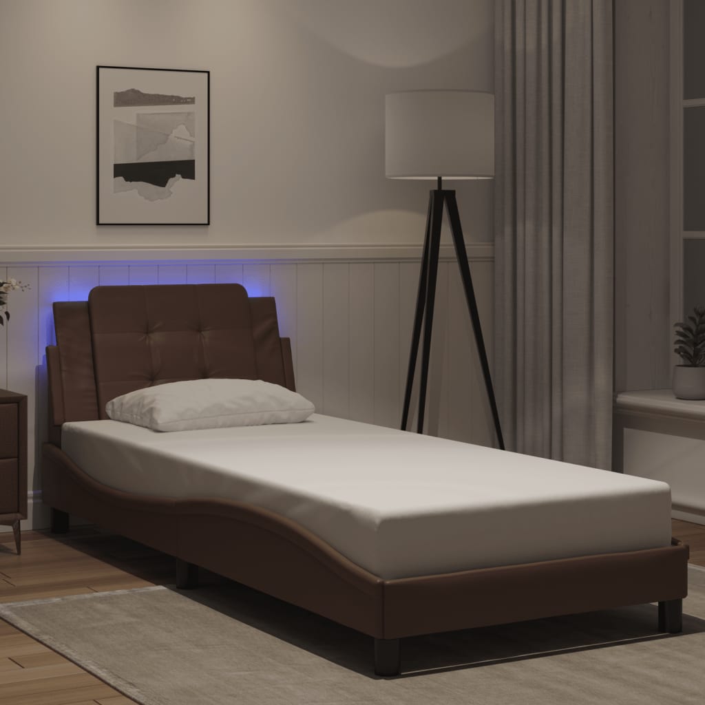 Rám Postele S Led Bez Matrace Zadar Hnědý 80 X 200 Cm