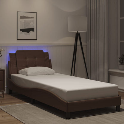 Rám Postele S Led Bez Matrace Zadar Hnědý 80 X 200 Cm