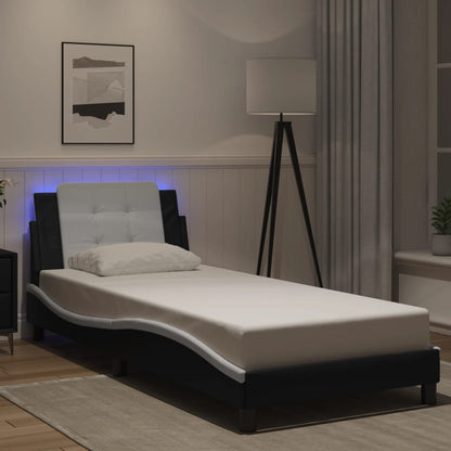 Rám Postele S Led Bez Matrace Zadar Černý A Bílý 80X200 Cm