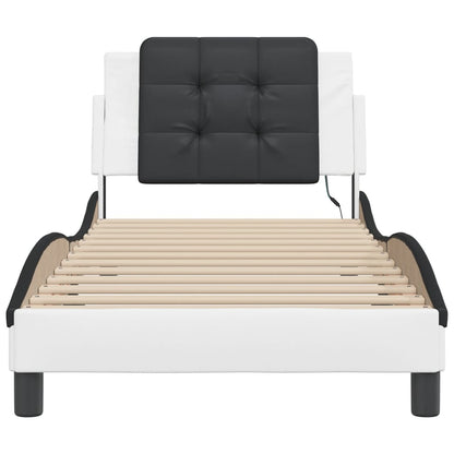 Rám Postele S Led Bez Matrace Zadar Bílý A Černý 80X200 Cm