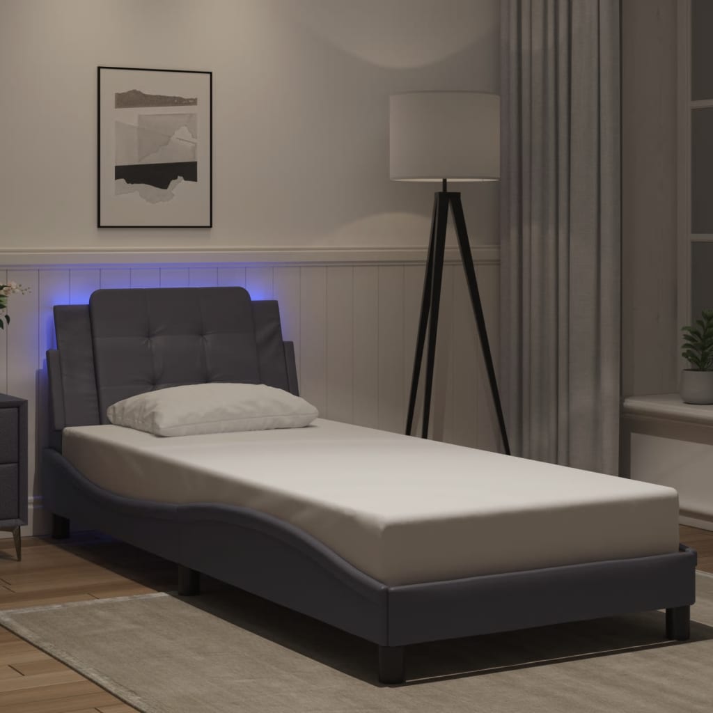 Rám Postele S Led Bez Matrace Zadar Šedý 90 X 190 Cm