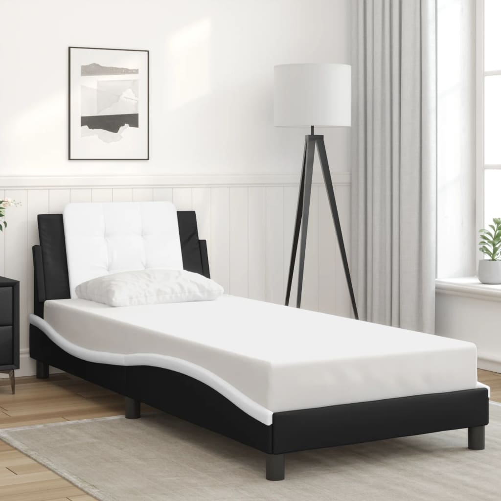 Rám Postele S Led Bez Matrace Zadar Černý A Bílý 90X190 Cm