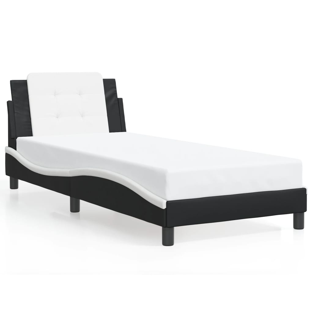 Rám Postele S Led Bez Matrace Zadar Černý A Bílý 90X190 Cm