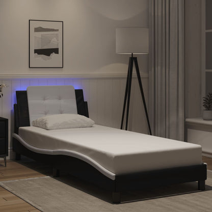 Rám Postele S Led Bez Matrace Zadar Černý A Bílý 90X190 Cm