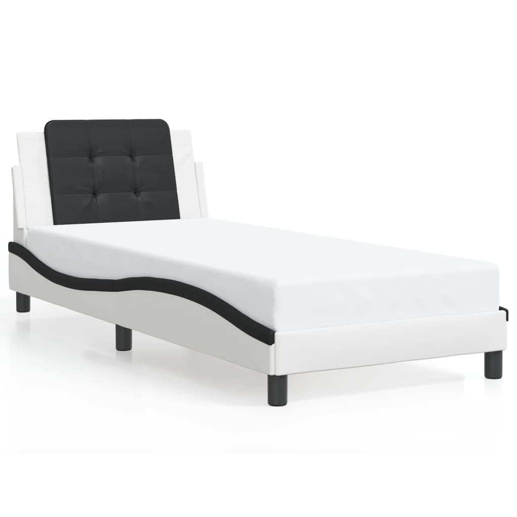 Rám Postele S Led Bez Matrace Zadar Bílý A Černý 90X190 Cm